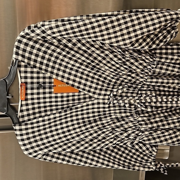 💕ALTUZARRA💕 Donrine Seersucker Gingham Midi Dress ~ Black Ivory 42 EU NWT - Picture 11 of 16